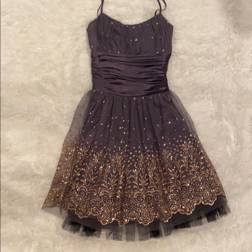 Charcoal & Gold Party Dress